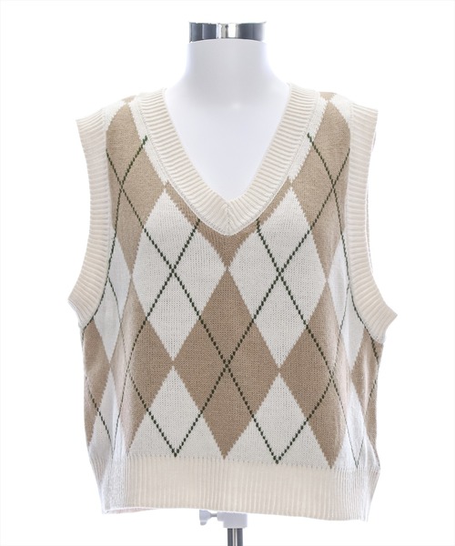 clear（クリア）の「アーガイル柄ベスト [大人 カジュアル 着回し力抜群]≪再入荷≫（ベスト・レディース・ベージュ/ネイビー/アイボリー・F）」の17枚目の写真