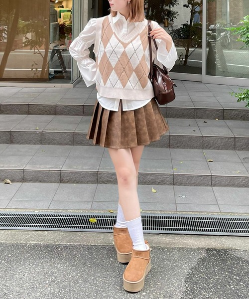 clear（クリア）の「アーガイル柄ベスト [大人 カジュアル 着回し力抜群]≪再入荷≫（ベスト・レディース・ベージュ/ネイビー/アイボリー・F）」の9枚目の写真