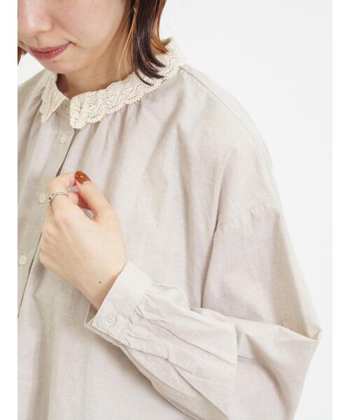 Samansa Mos2（サマンサ モスモス）の「柄アソートレース襟チュニック（シャツ/ブラウス・レディース・チャコールグレー/オフホワイト/ベージュ/マスタード・F）」の11枚目の写真