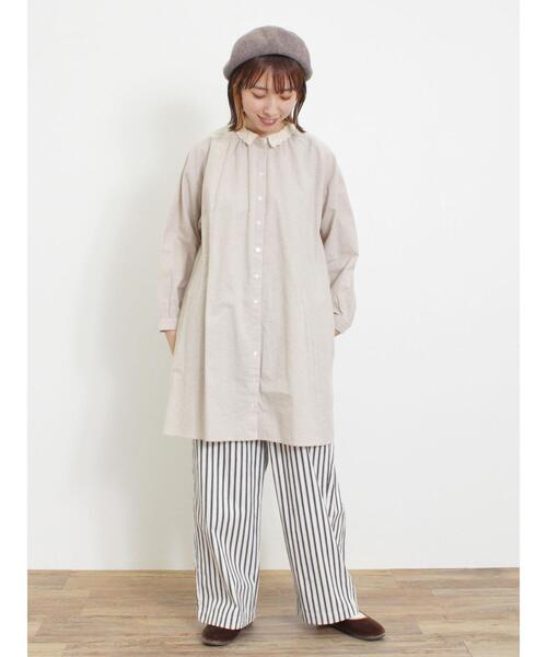 Samansa Mos2（サマンサ モスモス）の「柄アソートレース襟チュニック（シャツ/ブラウス・レディース・チャコールグレー/オフホワイト/ベージュ/マスタード・F）」の14枚目の写真