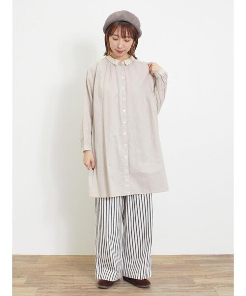 Samansa Mos2（サマンサ モスモス）の「柄アソートレース襟チュニック（シャツ/ブラウス・レディース・チャコールグレー/オフホワイト/ベージュ/マスタード・F）」の15枚目の写真