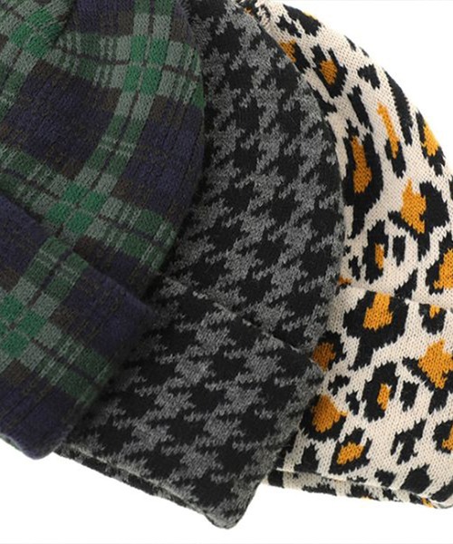 Manhattan Portage（マンハッタンポーテージ）の「Manhattan Portage/マンハッタンポーテージ ビーニー JACQUAR PATTERN KNIT CAP MP304（ニットキャップ/ビーニー・メンズ・チャコールグレー×ブラック/ネイビー/レオパード・FREE）」の8枚目の写真