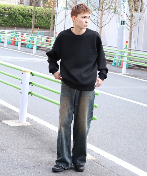 LOGOS(ロゴス)の「【CAMP LOGOS/キャンプ ロゴス】ダンボールニット エンボスロゴ スウェット(スウェット・メンズ・オリーブ/グレー/ブラック・M/L/XL)」の11枚目の写真
