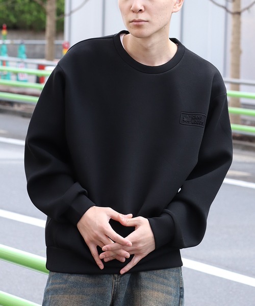 LOGOS(ロゴス)の「【CAMP LOGOS/キャンプ ロゴス】ダンボールニット エンボスロゴ スウェット(スウェット・メンズ・オリーブ/グレー/ブラック・M/L/XL)」の9枚目の写真