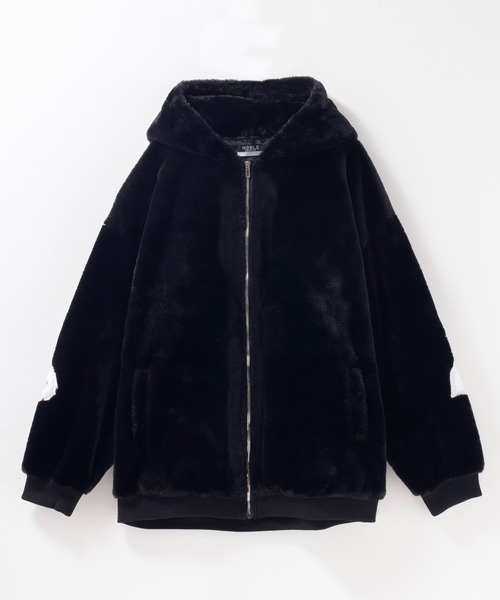 NOBLE PRODUCT(ノーブルプロダクツ)の「【NOBLE PRODUCT】BIGロゴ ファーフードジャケット(その他アウター・メンズ・チャコールグレー/ブラック/ホワイト・M/XL/L)」の6枚目の写真