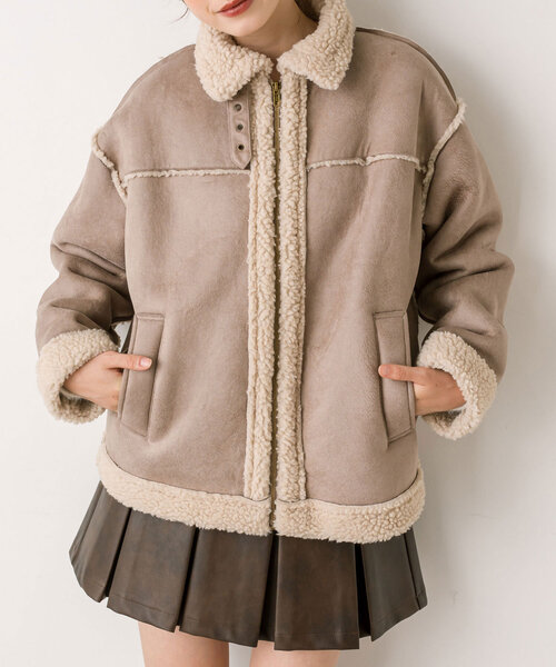 OLIVE des OLIVE(オリーブデオリーブ)の「フェイクムートンブルゾン(ブルゾン・レディース・アイボリー/モカ・FREE)」の10枚目の写真