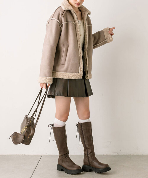 OLIVE des OLIVE(オリーブデオリーブ)の「フェイクムートンブルゾン(ブルゾン・レディース・アイボリー/モカ・FREE)」の13枚目の写真