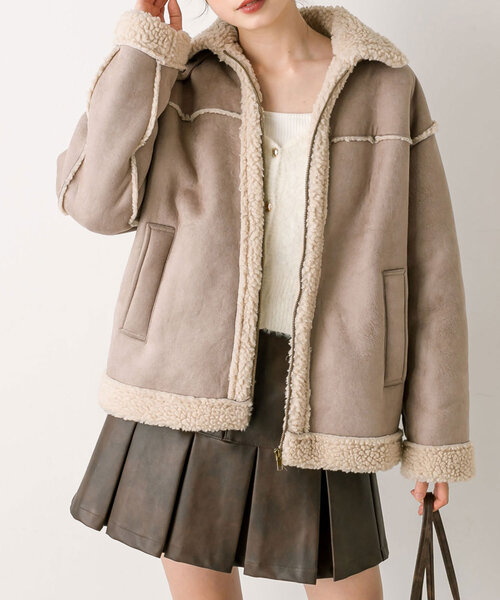 OLIVE des OLIVE(オリーブデオリーブ)の「フェイクムートンブルゾン(ブルゾン・レディース・アイボリー/モカ・FREE)」の15枚目の写真