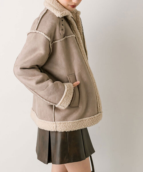 OLIVE des OLIVE(オリーブデオリーブ)の「フェイクムートンブルゾン(ブルゾン・レディース・アイボリー/モカ・FREE)」の16枚目の写真