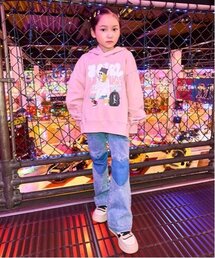 ひざハート切替フレアデニムパンツ