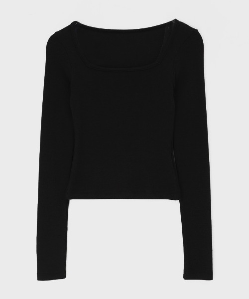 BLACKUP（ブラックアップ）の「[MADE] エリソンリブスクエアネック長袖Tシャツ（Tシャツ/カットソー・レディース・チャコール/ホワイト/ブラック・ONESIZE）」の6枚目の写真