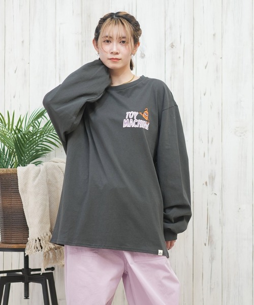 TOY　MACHINE（トイ　マシーン）の「【ムラサキスポーツ限定】TOY MACHINE/トイマシーン ロンT/長袖ティシャツ オーバーサイズ バックプリント MTMPFLT8（Tシャツ/カットソー・レディース・チャコール/ホワイト・M/L）」の7枚目の写真