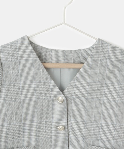 ROPE' PICNIC（ロペピクニック）の「【KIDS】セレモニーにも・セットアップ対応/ノーカラージャケット（ノーカラージャケット・キッズ・ライトグレー/ネイビー・110/150/130/120/140）」の5枚目の写真