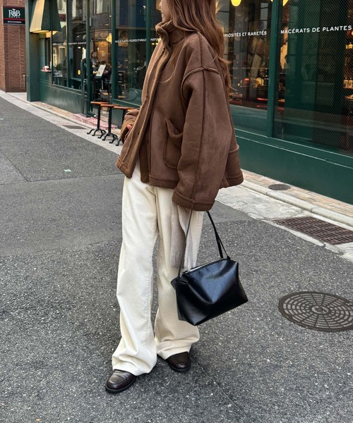 CANAL JEAN(キャナルジーン)の「El mar フェイクムートンジャケット(ムートンコート・レディース・チャコールグレー/クリーム/ブラウン・ONE SIZE)」の19枚目の写真