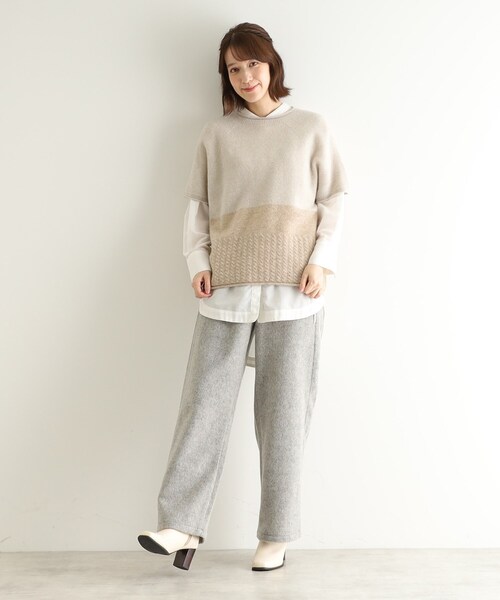 LAURA ASHLEY（ローラアシュレイ）の「ウール混ビーバー調ストレートパンツ（その他パンツ・レディース・グレー/ブルー系その他・38）」の5枚目の写真