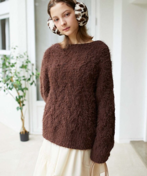 archives（アルシーヴ）の「フェザーモールケーブルルーズニット（ニット/セーター・レディース・アイボリー/ワインレッド/ブラウン/ブルー・MEDIUM）」の3枚目の写真