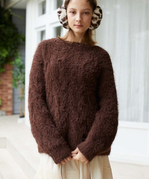 archives（アルシーヴ）の「フェザーモールケーブルルーズニット（ニット/セーター・レディース・アイボリー/ワインレッド/ブラウン/ブルー・MEDIUM）」の6枚目の写真