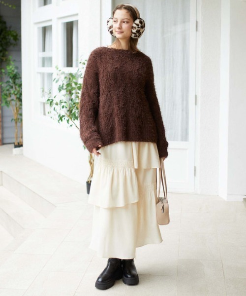 archives（アルシーヴ）の「フェザーモールケーブルルーズニット（ニット/セーター・レディース・アイボリー/ワインレッド/ブラウン/ブルー・MEDIUM）」の10枚目の写真