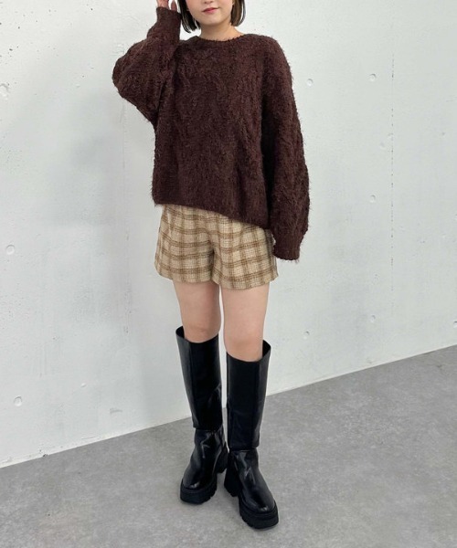 archives（アルシーヴ）の「フェザーモールケーブルルーズニット（ニット/セーター・レディース・アイボリー/ワインレッド/ブラウン/ブルー・MEDIUM）」の15枚目の写真