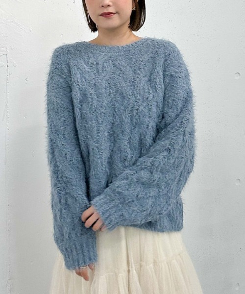 archives（アルシーヴ）の「フェザーモールケーブルルーズニット（ニット/セーター・レディース・アイボリー/ワインレッド/ブラウン/ブルー・MEDIUM）」の21枚目の写真