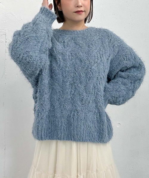 archives（アルシーヴ）の「フェザーモールケーブルルーズニット（ニット/セーター・レディース・アイボリー/ワインレッド/ブラウン/ブルー・MEDIUM）」の22枚目の写真