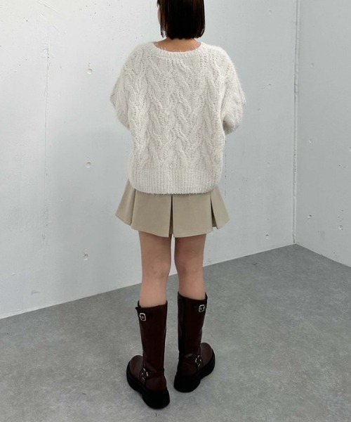 archives（アルシーヴ）の「フェザーモールケーブルルーズニット（ニット/セーター・レディース・アイボリー/ワインレッド/ブラウン/ブルー・MEDIUM）」の20枚目の写真