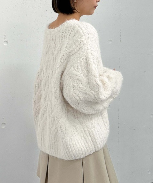 archives（アルシーヴ）の「フェザーモールケーブルルーズニット（ニット/セーター・レディース・アイボリー/ワインレッド/ブラウン/ブルー・MEDIUM）」の18枚目の写真
