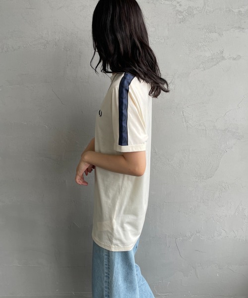 tシャツ 「FRED PERRY/フレッドペリー」 コントラストトラックテープ ショートスリーブリンガーTシャツ レディース メンズ セール】[FRED PERRY/フレッドペリー] コントラストトラック