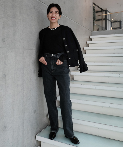 Maison IENA Tweedyニットジャケット メゾンイエナ　ブラック IENA（イエナ）の「Maison IENA Tweedyニットジャケット（カーディガン