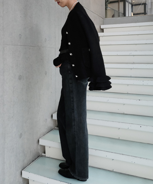 Maison IENA Tweedyニットジャケット メゾンイエナ　ブラック IENA（イエナ）の「Maison IENA Tweedyニットジャケット（カーディガン