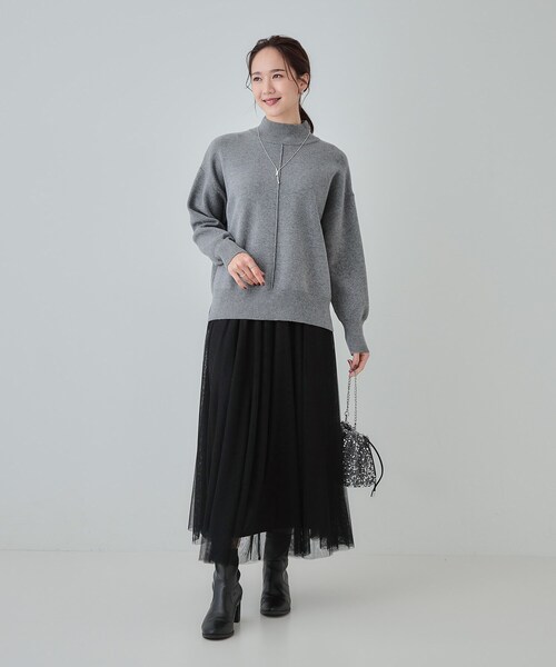 SHOO・LA・RUE(シューラルー)の「【洗える/ちくちくしにくい/静電気軽減】スウェットライク ハイネックニット(ニット/セーター・レディース・アイボリー/オレンジ/ダークグレー/ライトブルー・04/03/02/01)」の22枚目の写真