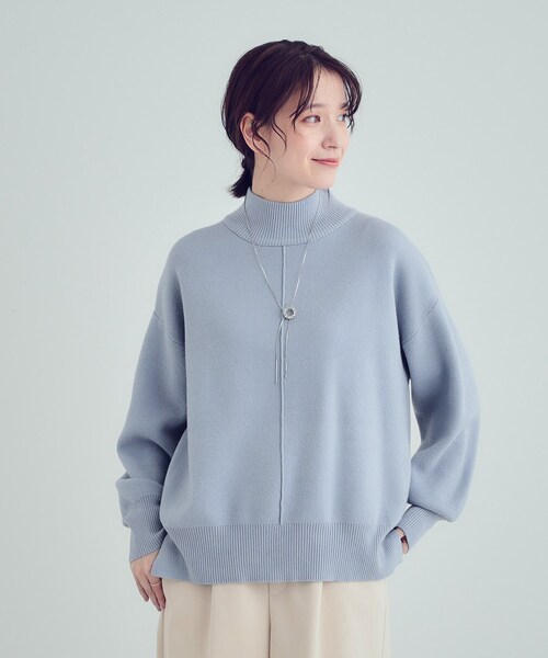 SHOO・LA・RUE(シューラルー)の「【洗える/ちくちくしにくい/静電気軽減】スウェットライク ハイネックニット(ニット/セーター・レディース・アイボリー/オレンジ/ダークグレー/ライトブルー・04/03/02/01)」の12枚目の写真