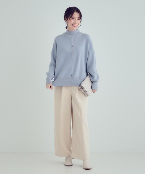 SHOO・LA・RUE(シューラルー)の「【洗える/ちくちくしにくい/静電気軽減】スウェットライク ハイネックニット(ニット/セーター・レディース・アイボリー/オレンジ/ダークグレー/ライトブルー・04/03/02/01)」の10枚目の写真