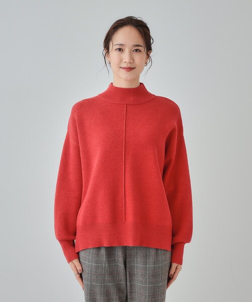 SHOO・LA・RUE(シューラルー)の「【洗える/ちくちくしにくい/静電気軽減】スウェットライク ハイネックニット(ニット/セーター・レディース・アイボリー/オレンジ/ダークグレー/ライトブルー・04/03/02/01)」の8枚目の写真