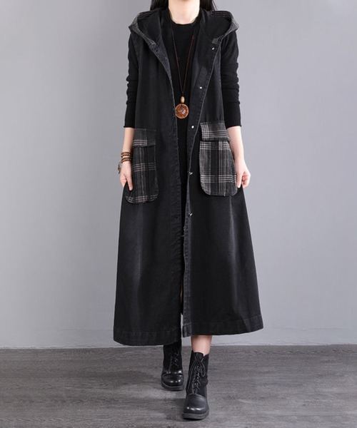 前開き釦デニムフーディロングワンピース（ワンピース）｜CADBURY（キャドバリー）