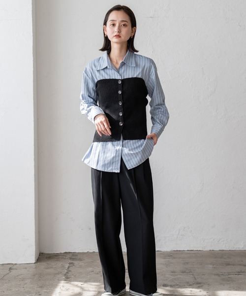 VitaFelice（ヴィータフェリーチェ）の「ボタン付き3WAYネックウォーマー（ストール/ショール・レディース・グレー/ブラック/アイボリー・FREE）」の12枚目の写真