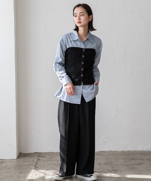 VitaFelice（ヴィータフェリーチェ）の「ボタン付き3WAYネックウォーマー（ストール/ショール・レディース・グレー/ブラック/アイボリー・FREE）」の13枚目の写真