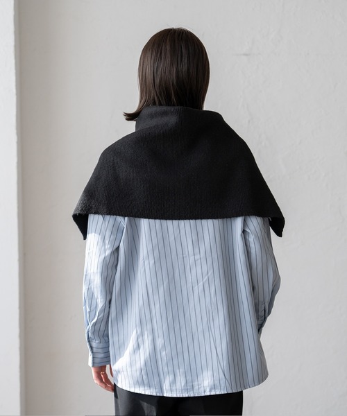 VitaFelice（ヴィータフェリーチェ）の「ボタン付き3WAYネックウォーマー（ストール/ショール・レディース・グレー/ブラック/アイボリー・FREE）」の16枚目の写真