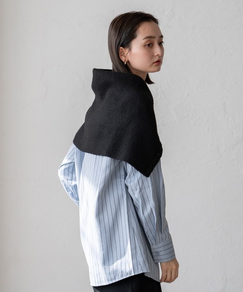 VitaFelice（ヴィータフェリーチェ）の「ボタン付き3WAYネックウォーマー（ストール/ショール・レディース・グレー/ブラック/アイボリー・FREE）」の17枚目の写真