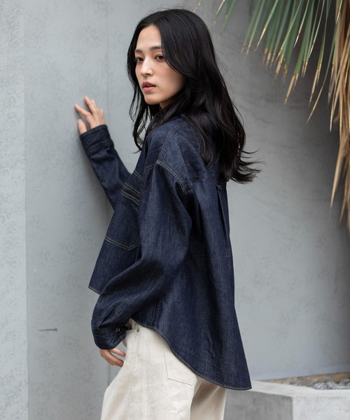 セール】デニム＆ヒッコリーシャツアウター（シャツ/ブラウス