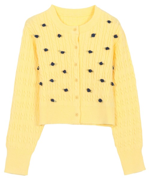 KOBE LETTUCE（コウベレタス）の「フラワーモチーフケーブルニットカーディガン（カーディガン/ボレロ・レディース・イエロー系/ネイビー系/グレー系/アイボリー系・M）」の5枚目の写真