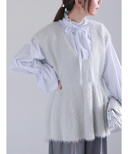 シャギーペプラムニットベスト（ニット/セーター）｜Te chichi（テチチ）