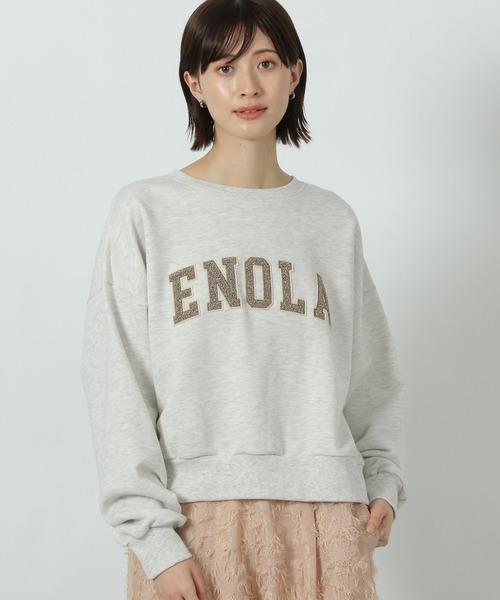 LAKOLE(ラコレ)の「ラメワッペン刺繍スウェット / 291822(スウェット・レディース・チャコールグレー/ピンク/オートミール・FREE)」の2枚目の写真