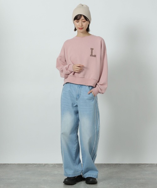 LAKOLE(ラコレ)の「ラメワッペン刺繍スウェット / 291822(スウェット・レディース・チャコールグレー/ピンク/オートミール・FREE)」の11枚目の写真