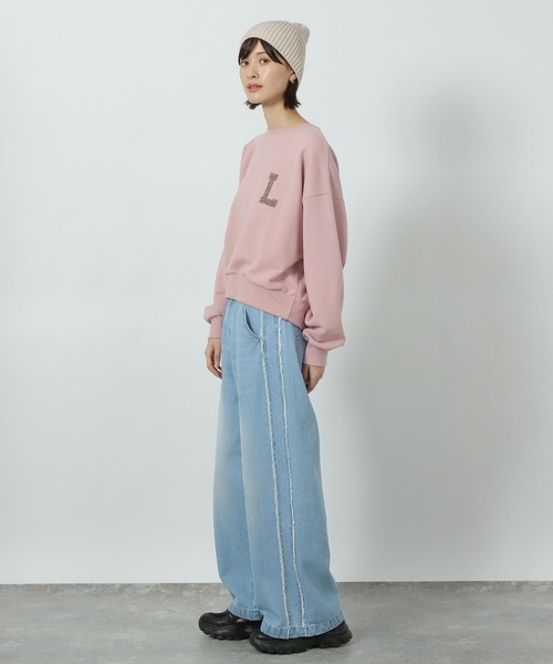 LAKOLE(ラコレ)の「ラメワッペン刺繍スウェット / 291822(スウェット・レディース・チャコールグレー/ピンク/オートミール・FREE)」の12枚目の写真