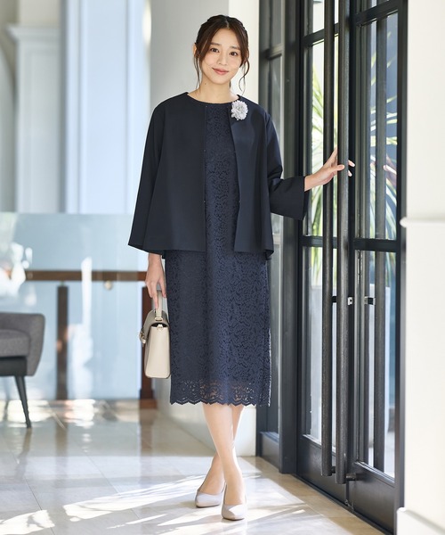 Honeys（ハニーズ）の「【ストレッチ・ウォッシャブル・イージーケア】セレモニー対応９分袖Ａラインノーカラージャケット（ノーカラージャケット・レディース・ネイビー/ベージュ/グレイッシュベージュ/ブラック・3L/L/LL/M/S）」の10枚目の写真