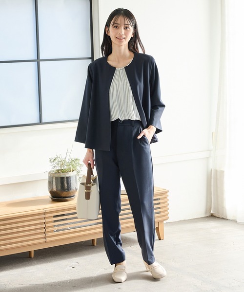 Honeys（ハニーズ）の「【ストレッチ・ウォッシャブル・イージーケア】セレモニー対応９分袖Ａラインノーカラージャケット（ノーカラージャケット・レディース・ネイビー/ベージュ/グレイッシュベージュ/ブラック・3L/L/LL/M/S）」の13枚目の写真