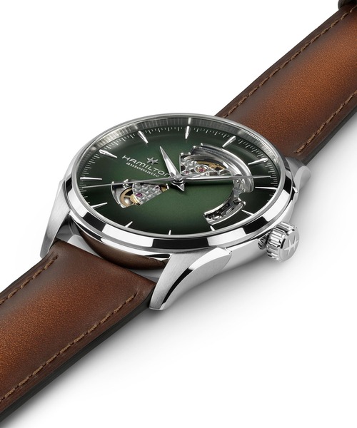 HAMILTON（ハミルトン）の「HAMILTON [ハミルトン] 腕時計 Jazzmaster （ジャズマスター） Open Heart オート 自動巻き 42MM グリーン×ブラウン（アナログ腕時計・メンズ・グリーン・FREE）」の4枚目の写真