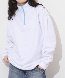 WS select ストレッチ裏起毛 エモイラスト柄ハーフジップスウェットシャツ