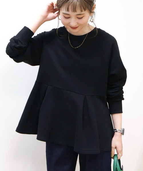 AMERICAN HOLIC(アメリカンホリック)の「袖ボリュームペプラムスウェット(スウェット・レディース・オフホワイト/ブラック/ミント・L/M)」の3枚目の写真